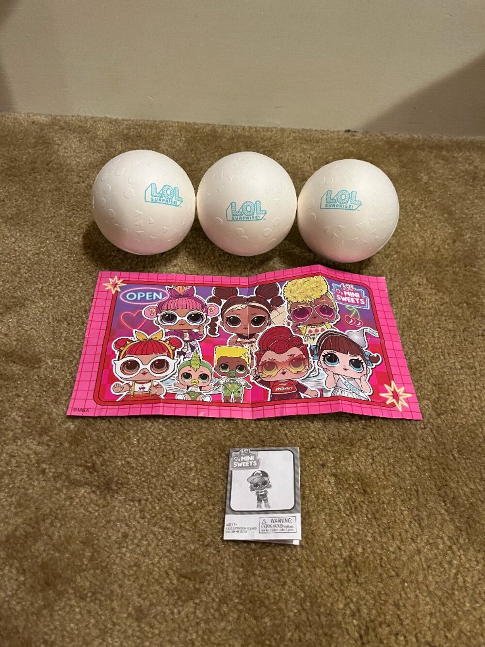 Lot of 3 LOL balls - Mini Sweets series 1, like new